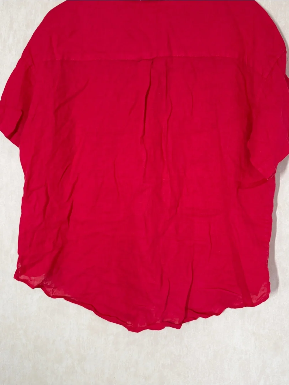 Alex Mill Women’s Wash & Go 100% Linen Utility Shirt Shortsleeve in Red XL